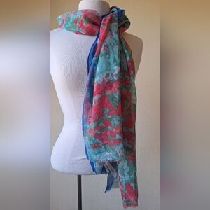 Talbot scarf Wrap Blue Edged Mulitcolor 21" × 72"
